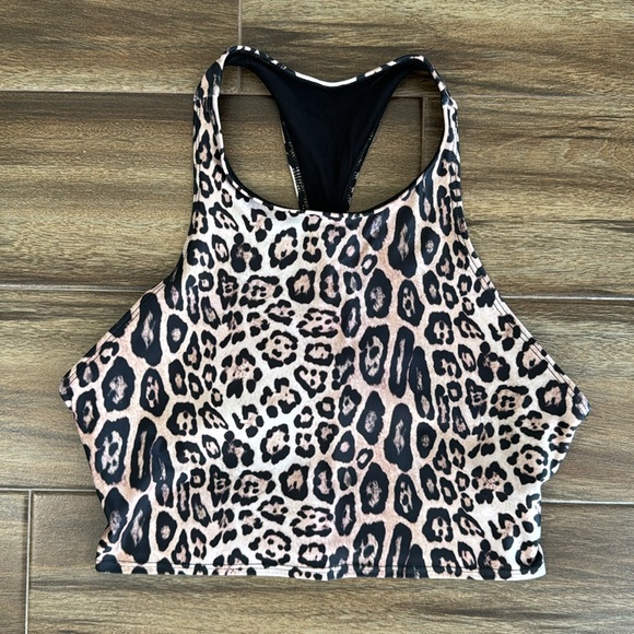 NWT FP Movement x Onzie Peek-a-Boo Racer Bra in Leopard Print, L - Picture 5 of 10
